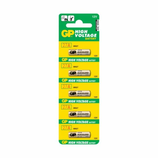 Baterie GP Batteries, Super Alcalina (27A) 12V alcalina, blister 5 buc. „GP27AF-2C5” „GPPBA27AF002” (timbru verde 0.4 lei)