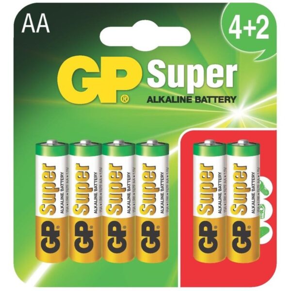 Baterie GP Batteries, Super Alcalina AA (LR6) 1.5V alcalina, blister 6 buc. „GP15A4/2-2UE6” „GPPCA15AS072” – 333581 (timbru verde 0.48 lei)