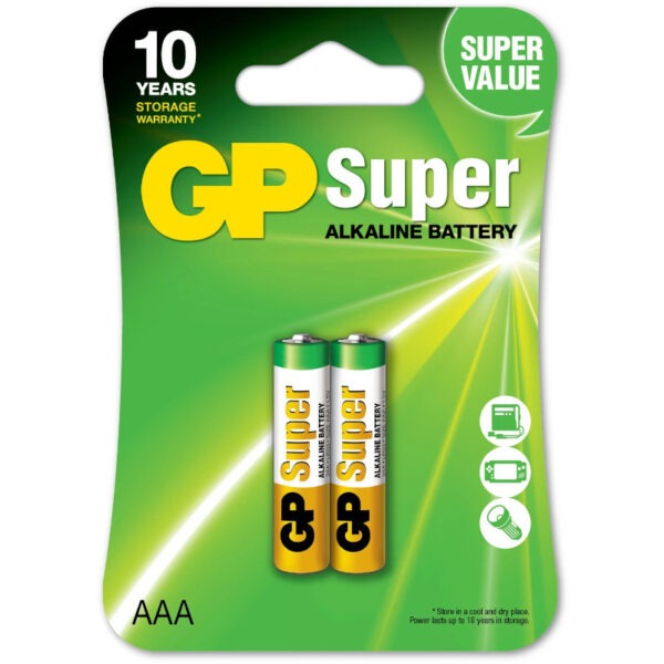 Baterie GP Batteries, Super Alcalina AAA (LR03) 1.5V alcalina, blister 2 buc. „GP24A-2UE2” „GPPCA24AS012” (timbru verde 0.16 lei)