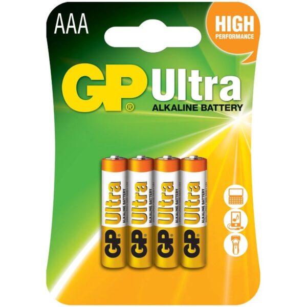 Baterie GP Batteries, Ultra Alcalina AAA (LR03) 1.5V alcalina, blister 4 buc. „GP24AU-2UE4” „GPPCA24AU016” (timbru verde 0.32 lei)