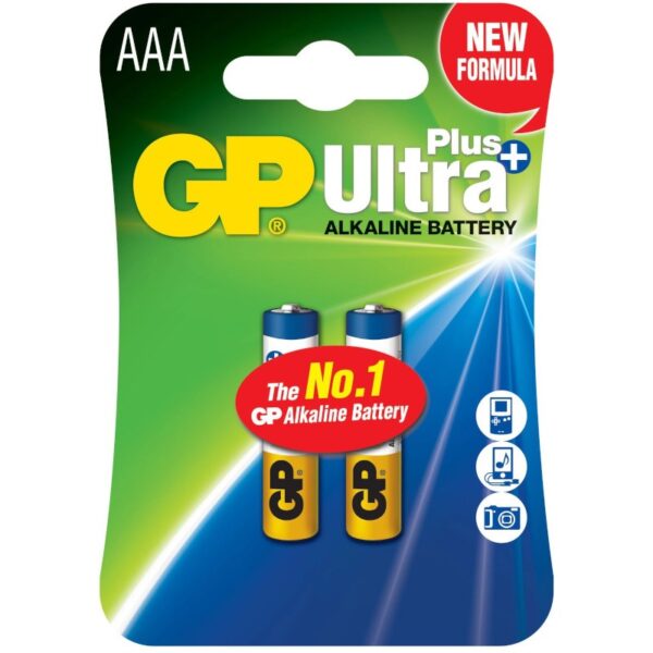Baterie GP Batteries, Ultra+ Alcalina AAA (LR03) 1.5V alcalina, blister 2 buc. „GP24AUP-2UE2” „GPPCA24UP027” (timbru verde 0.16 lei)
