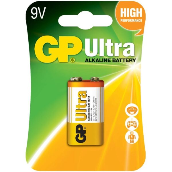 Baterie GP Batteries, Ultra Alcalina (6LF22) 9V alcalina, blister 1 buc. „GP1604AU-5UE1” „GPPVA9VAU010” (timbru verde 0.08 lei)