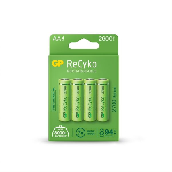 Acumulatori GP Batteries, ReCyco 2600mAh AA (LR6) 1.2V NiMH, paper box 4 buc. 270AAHCE-EB4 , „GPRHC272E020” (timbru verde 0.32 lei)