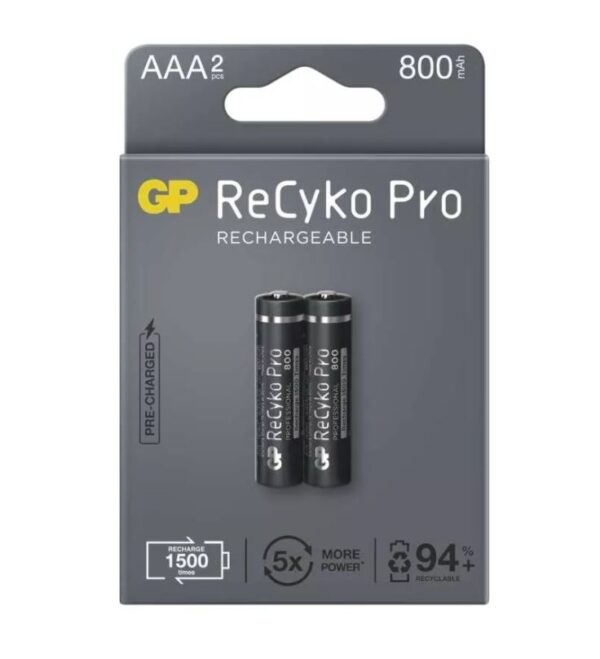 Acumulatori GP Batteries, ReCyko Pro 850mAh AAA (R03) 1.2V NiMH, paper box 2 buc. „GP85AAAHCB-2EB2” „GPRHCH83B204” (timbru verde 0.16 lei)