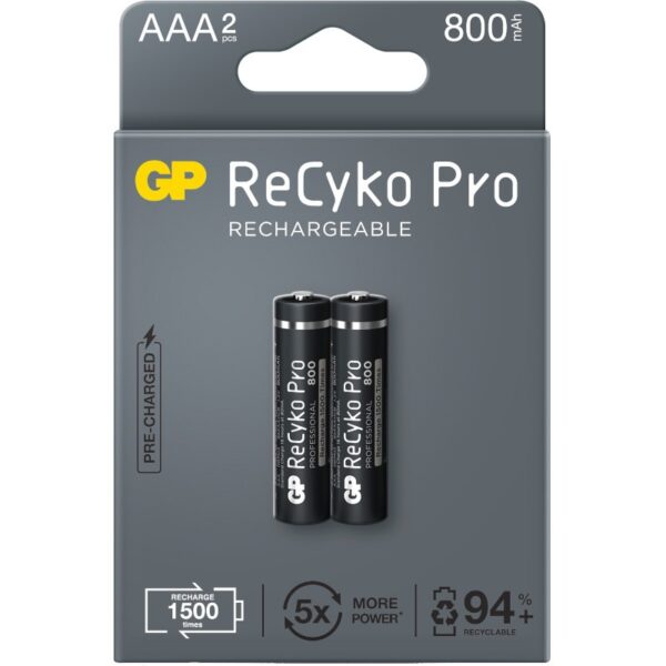 Acumulatori GP Batteries, ReCyco Pro 850mAh AAA (R03) 1.2V NiMH, paper box 2 buc. 85AAAHCB-EB2, „GPRHCH83B225” (timbru verde 0.16 lei)