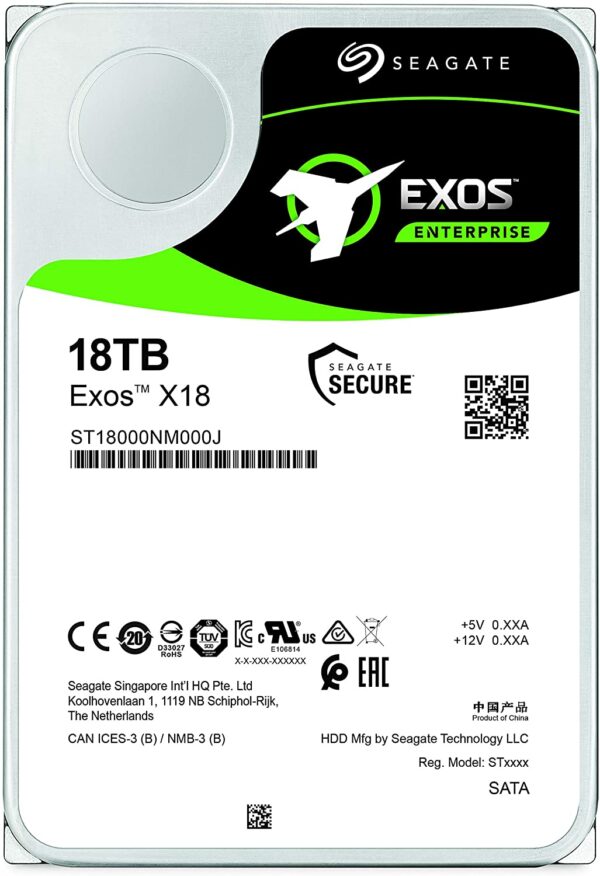HDD SEAGATE 18TB, Exos X18, 7.200 rpm, buffer 256 MB, pt server, „ST18000NM000J” (timbru verde 0.8 lei)