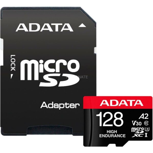 CARD MicroSD Adata SDXC High Endurance 128GB adaptor SD inclus, „AUSDX128GUI3V30SHA2-RA1” (timbru verde 0.03 lei)