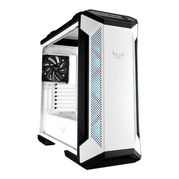 CARCASA ASUS Middle Tower, ATX, „GT501 TUF GAMING”, fara sursa, sticla securizata, fan x 4, USB 3.0 x 2, Jack 3.5 mm x 2, mesh pt. filtrare praf, addressable RGB, alb, „GT501 TUF GAMING W” (timbru verde 0.32 lei)