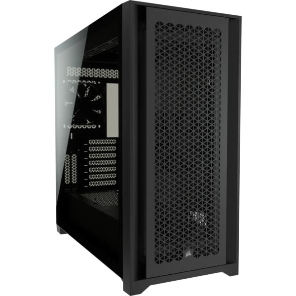 CARCASA CORSAIR Middle Tower, ATX, „5000D AIRFLOW”, fara sursa, sticla securizata, fan x 2, USB 3.0 x 2, USB 3.1 gen 2 Type-C x 1, Jack 3.5 mm x 1, mesh pt. filtrare praf, fan controller, negru, „CC-9011210-WW” (timbru verde 0.16 lei)