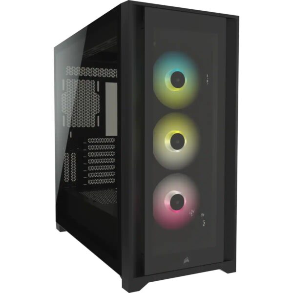 CARCASA CORSAIR Middle Tower, ATX, „iCUE 5000X RGB”, fara sursa, sticla securizata, fan x 3, USB 3.0 x 2, USB 3.1 gen 2 Type-C x 1, Jack 3.5 mm x 1, mesh pt. filtrare praf, fan controller, negru, „CC-9011212-WW” (timbru verde 0.24 lei)