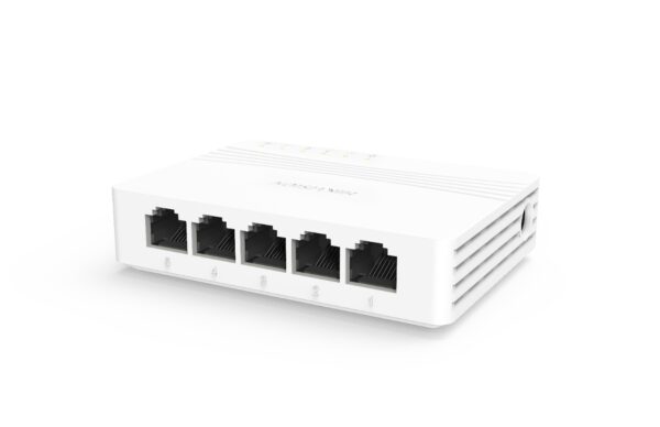 SWITCH Hikvision, Gigabit x 5, carcasa plastic, „DS-3E0505D-E” (timbru verde 2 lei)