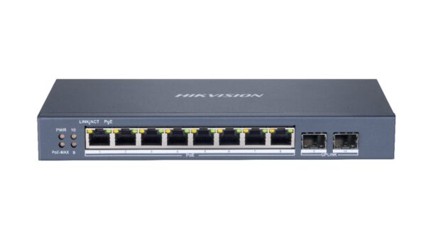 SWITCH. PoE Hikvision, port Gigabit x 8, SFP SFP x 2, managed, carcasa metalica, „DS-3E1510P-SI” (timbru verde 2 lei)