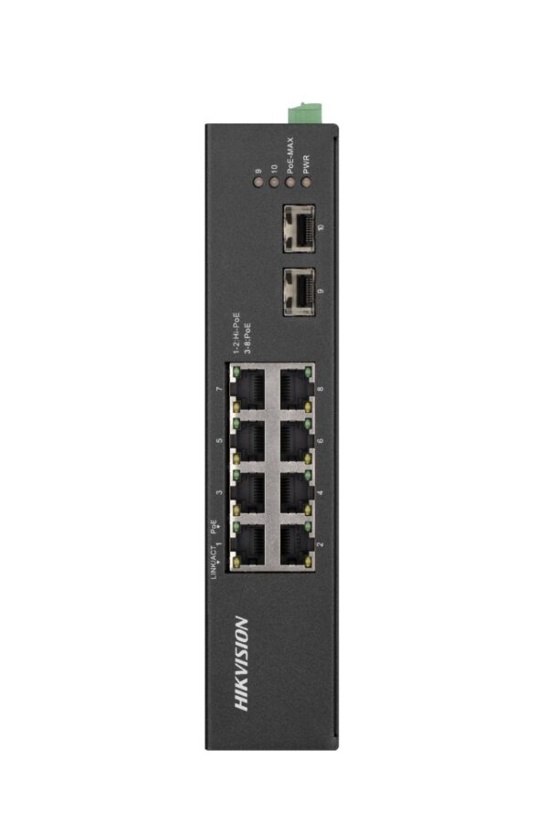 SWITCH Hikvision, Gigabit x 8, SFP x 2, carcasa metalica, „DS-3T0510HP-E/HS” (timbru verde 2 lei)