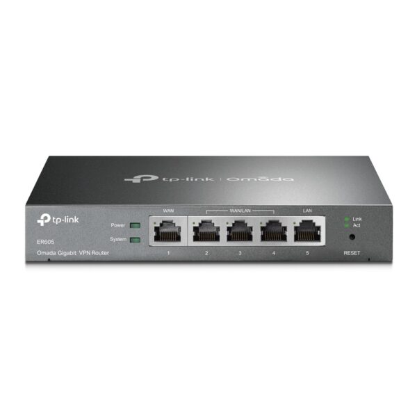 ROUTER TP-LINK wired Gigabit, 1 Gigabit WAN + 1 Gigabit LAN + 3 Changeable Gigabit WAN/LAN Ports , tehnologie VPN „ER605” (timbru verde 0.8 lei)