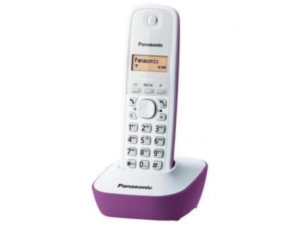 Telefon DECT alb/violet, KX-TG1611FXF, Panasonic, „KX-TG1611FXF” (timbru verde 0.8 lei)