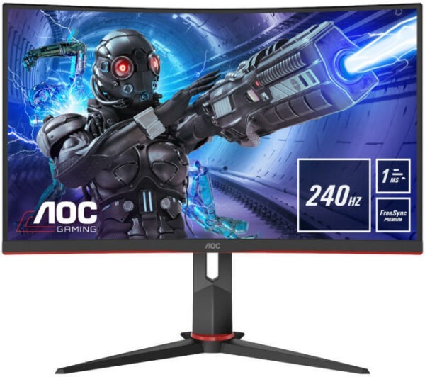 MONITOR AOC – gaming 31.5 inch, Gaming, VA, Full HD (1920 x 1080), Wide | curbat, 300 cd/mp, 1 ms, HDMI | DisplayPort, „C32G2ZE/BK” (timbru verde 7 lei)