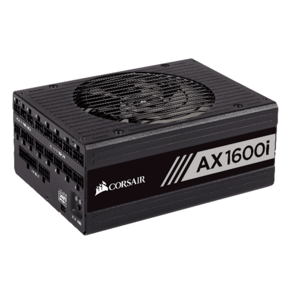 SURSA CORSAIR, 1600 W, „AX1600i” modulara, ATX 12V V2.4, fan 140 mm x 1, 80 Plus Titanium, MB 20+4 pin x 1, CPU 4+4 pin x 2, PCI-E 6+2 pin x 8, SATA x 5, MOLEX 4-pin x 3, Floppy 4-pin x 2, „CP-9020087-EU” (timbru verde 2 lei)