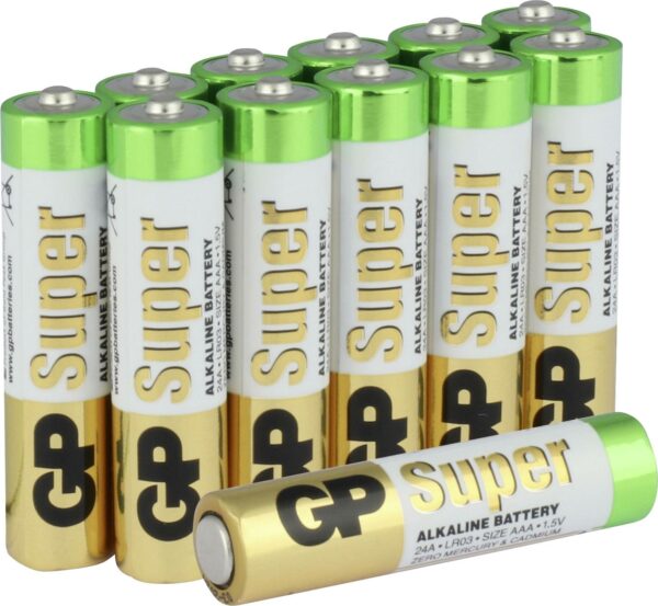 Baterie GP Batteries, Super Alcalina AAA (LR03) 1.5V alcalina, shrink 12 buc. „GP24A-2VES12” „GPPCA24AS115” – 18349 (timbru verde 0.96 lei)