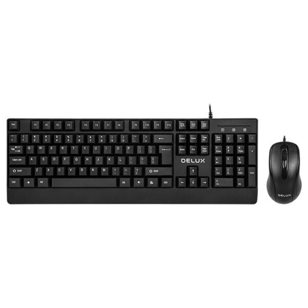 Kit TASTATURA si Mouse DELUX, „K6006U+M332BU”, cu fir, 104 taste format standard, mouse 1000 dpi, 3/1 butoane, negru, „K6006U+M332BU” (timbru verde 0.8 lei)