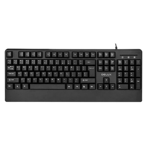 TASTATURA DELUX, cu fir, 104 taste, format standard, USB, negru, „K6700U-BK” (timbru verde 0.8 lei)