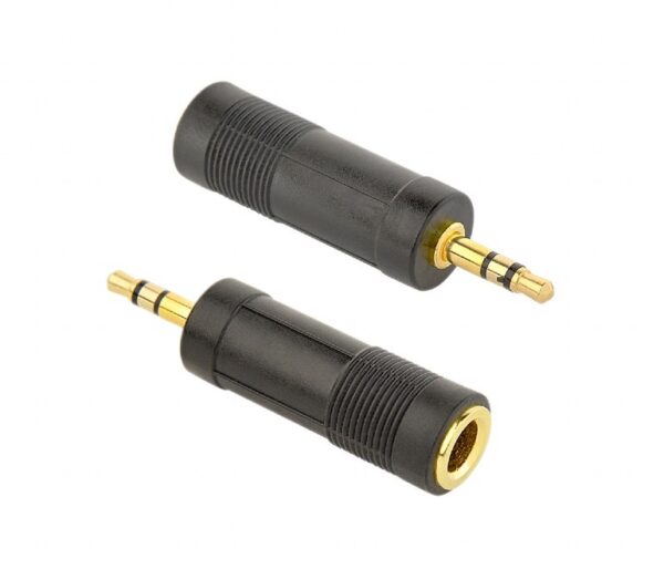 ADAPTOR audio GEMBIRD stereo (1 x 6.35 mm jack M la 1 x 3.5 mm jack T), negru, „A-6.35F-3.5M” (timbru verde 0.08 lei)