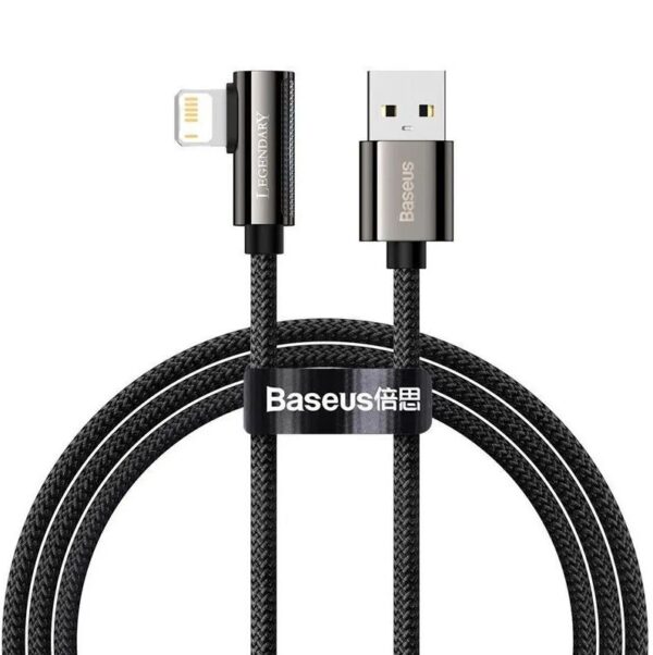 CABLU alimentare si date Baseus Legend Elbow, Fast Charging Data Cable pt. smartphone, USB la Lightning Iphone 2.4A, braided, 1m, negru „CALCS-01” (timbru verde 0.08 lei) – 6953156207516