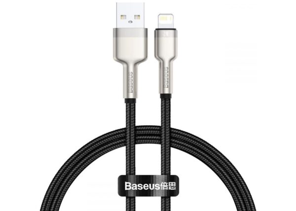 CABLU alimentare si date Baseus Cafule Metal, Fast Charging Data Cable pt. smartphone, USB la Lightning Iphone 2.4A, braided, 0.25m, negru „CALJK-01” (timbru verde 0.08 lei) – 6953156202238