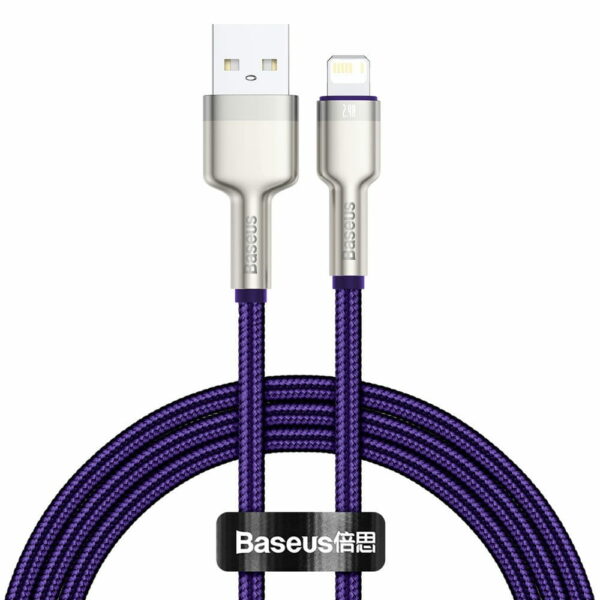 CABLU alimentare si date Baseus Cafule Metal, Fast Charging Data Cable pt. smartphone, USB la Lightning Iphone 2.4A, braided, 1m, violet „CALJK-A05” (timbru verde 0.08 lei) – 6953156202269