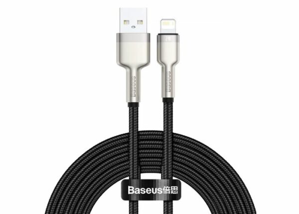 CABLU alimentare si date Baseus Cafule Metal, Fast Charging Data Cable pt. smartphone, USB la Lightning Iphone 2.4A, braided, 2m, negru „CALJK-B01” (timbru verde 0.08 lei) – 6953156202283
