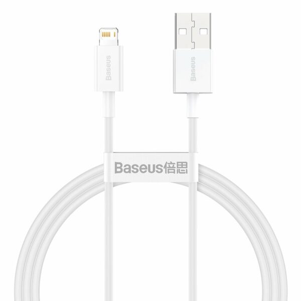 CABLU alimentare si date Baseus Superior, Fast Charging Data Cable pt. smartphone, USB la Lightning Iphone 2.4A, 1m, alb „CALYS-A02” (timbru verde 0.08 lei) – 6953156205413