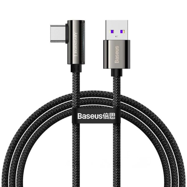 CABLU alimentare si date Baseus Legend Elbow, Fast Charging Data Cable pt. smartphone, USB la USB Type-C 66W, braided, 1m, negru „CATCS-B01” (timbru verde 0.08 lei) – 6953156207530