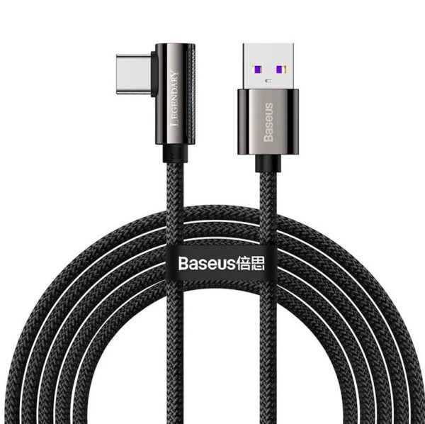 CABLU alimentare si date Baseus Legend Elbow, Fast Charging Data Cable pt. smartphone, USB la USB Type-C 66W, braided, 2m, negru „CATCS-C01” (timbru verde 0.08 lei) – 6953156207547