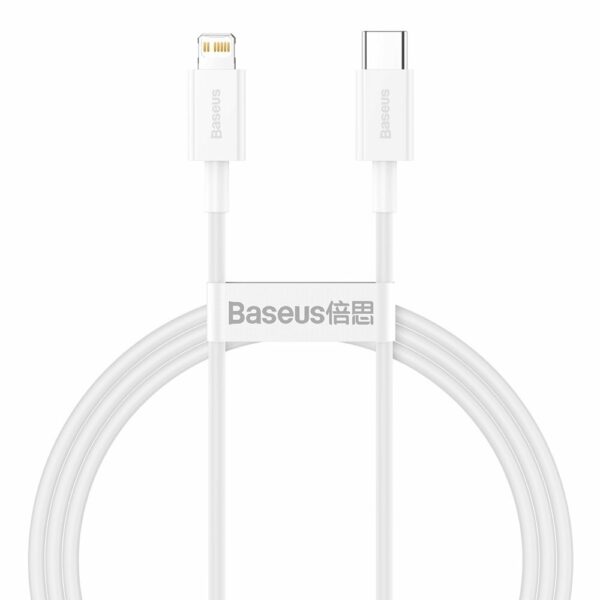 CABLU alimentare si date Baseus Superior, Fast Charging Data Cable pt. smartphone, USB Type-C la Lightning Iphone PD 20W, 1m, alb „CATLYS-A02” (timbru verde 0.08 lei) – 6953156205314