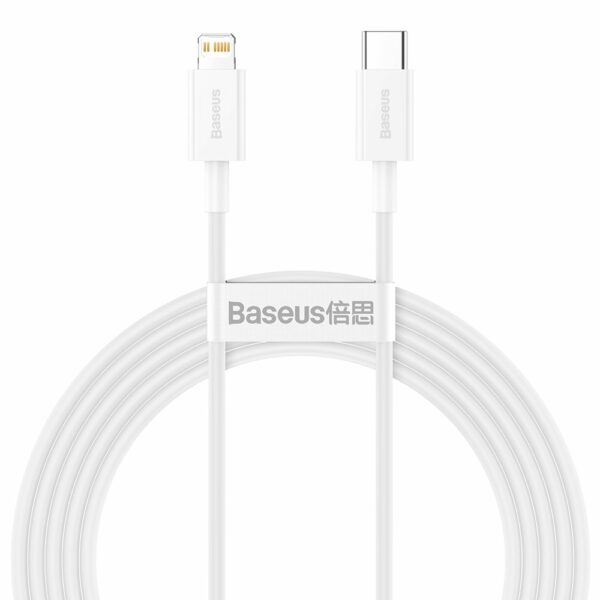 CABLU alimentare si date Baseus Superior, Fast Charging Data Cable pt. smartphone, USB Type-C la Lightning Iphone PD 20W, 2m, alb „CATLYS-C02” (timbru verde 0.08 lei) – 6953156205369