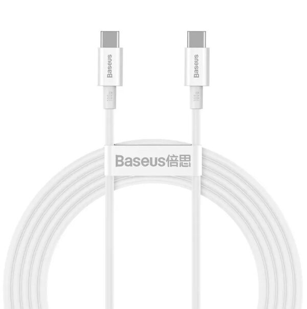 CABLU alimentare si date Baseus Superior, Fast Charging Data Cable pt. smartphone, USB Type-C la USB Type-C 100W, 2m, alb „CATYS-C02” (timbru verde 0.08 lei) – 6953156208469