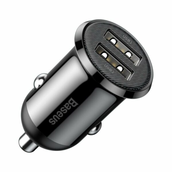 INCARCATOR auto Baseus Grain Pro, 2 x USB (USB1 Output 5V/2.4A, USB2 Output: 5V/2.4A) pt. bricheta auto, black „CCALLP-01” (timbru verde 0.18 lei) – 6953156202009