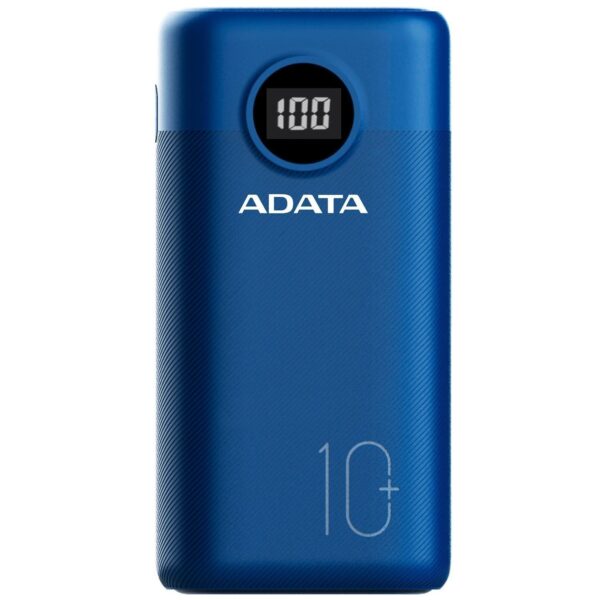 POWER BANK ADATA 10000mAh, Quick Charge 3.0 + PD 22.5W, 2 x USB & 1 x USB-C, digital display pt. status baterie, P10000QCD 10.000 mAh, total 3A, dark blue, „AP10000QCD-DGT-CDB” (timbru verde 0.18 lei)