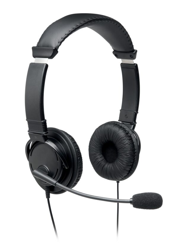 CASTI Kensington, cu fir, standard, utilizare multimedia, call center, microfon pe casca, noise-canceling, conectare prin USB 2.0, cablu 1.8m, negru, „K97601WW”, (timbru verde 0.8 lei)