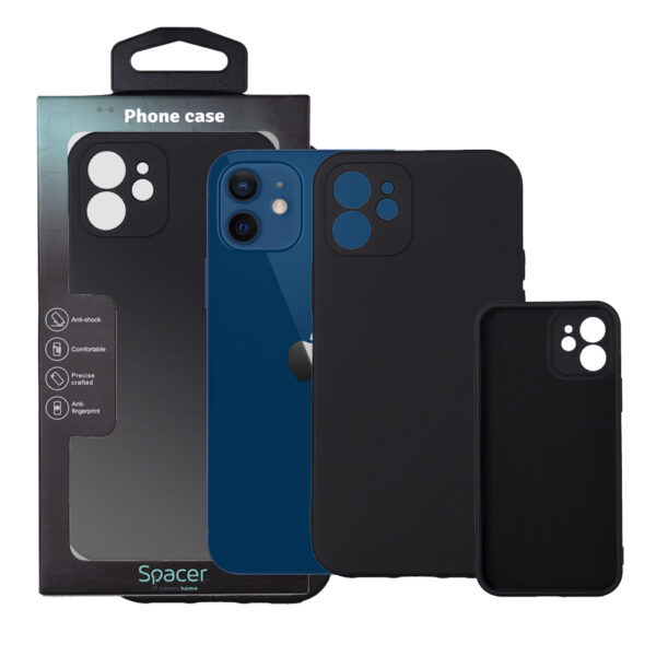Husa Iphone 12, grosime 2mm, material flexibil silicon + interior cu microfibra, negru „SPPC-AP-IP12-SLK”