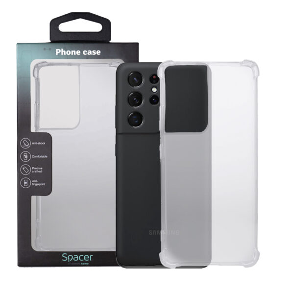 Husa Samsung Galaxy S21 Ultra Spacer, transparenta, grosime 1.5mm, protectie suplimentara antisoc la colturi, material flexibil TPU „SPPC-SM-GX-S21U-CLR”