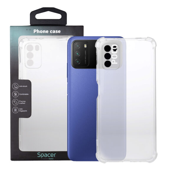 Husa Xiaomi Pocophone M3 Spacer, transparenta, grosime 1.5mm, protectie suplimentara antisoc la colturi, material flexibil TPU „SSPPC-XI-PC-M3-CLR”