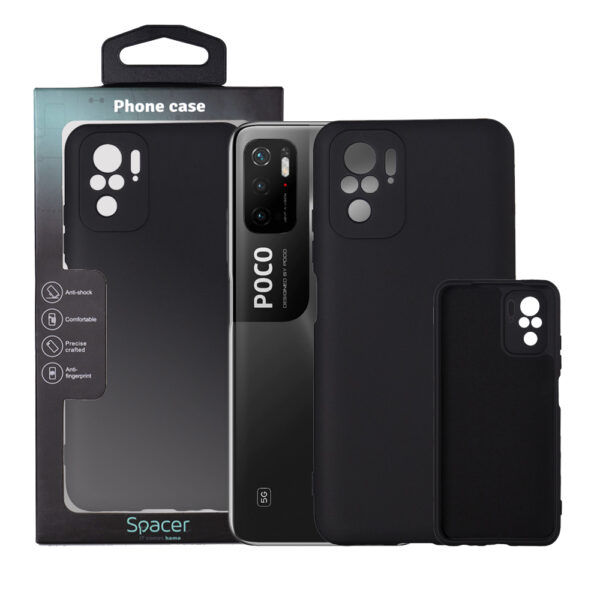 Husa Xiaomi Pocophone M3 Pro 5G Spacer, negru, grosime 2mm, material flexibil silicon + interior cu microfibra „SPPC-XI-PC-M3P5G-SLK”