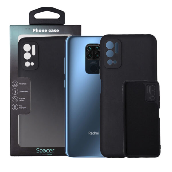 Husa Xiaomi Redmi Note 10 5G Spacer, negru, grosime 2mm, material flexibil silicon + interior cu microfibra „SPPC-XI-RM-N105G-SLK”