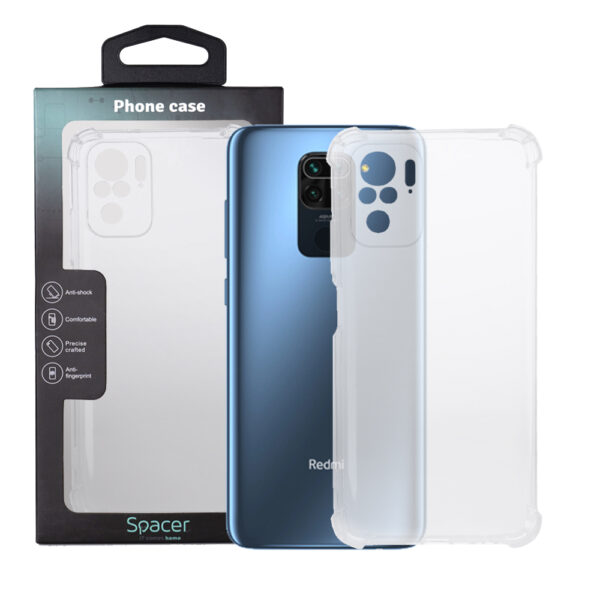 Husa Xiaomi Redmi Note 10 S Spacer, transparenta, grosime 1.5mm, protectie suplimentara antisoc la colturi, material flexibil TPU „SPPC-XI-RM-N10S-CLR”