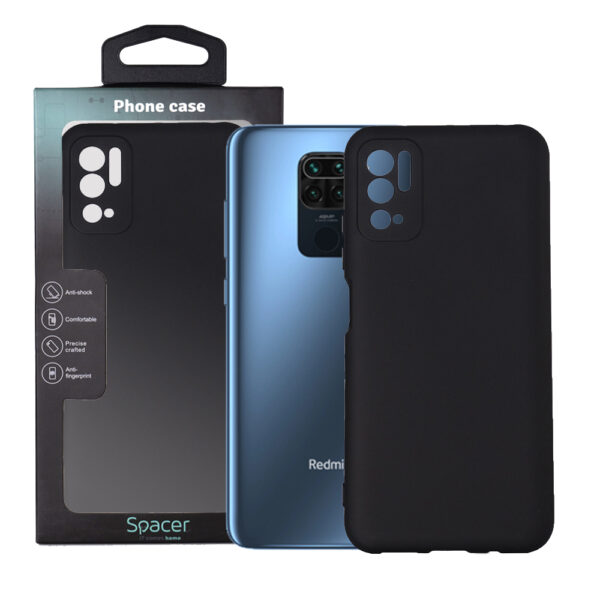 Husa Xiaomi Redmi Note 10 S Spacer, negru, grosime 2mm, material flexibil silicon + interior cu microfibra „SPPC-XI-RM-N10S-SLK”