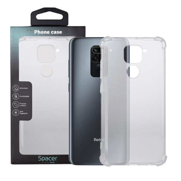 Husa Xiaomi Redmi Note 9 Spacer, transparenta, grosime 1.5mm, protectie suplimentara antisoc la colturi, material flexibil TPU „SPPC-XI-RM-N9-CLR”