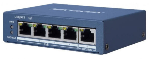 SWITCH. PoE Hikvision, port Gigabit x 4, carcasa metalica, „DS-3E0505P-E/M” (timbru verde 2 lei)