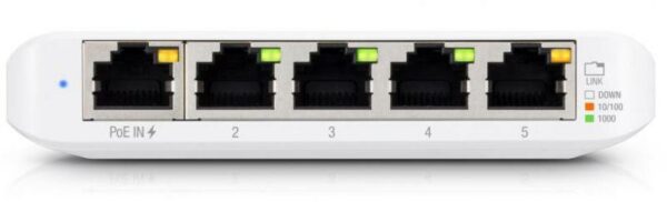 SWITCH Ubiquiti, Gigabit x 5, managed, carcasa plastic, „USW-FLEX-MINI-EU” (timbru verde 2 lei)