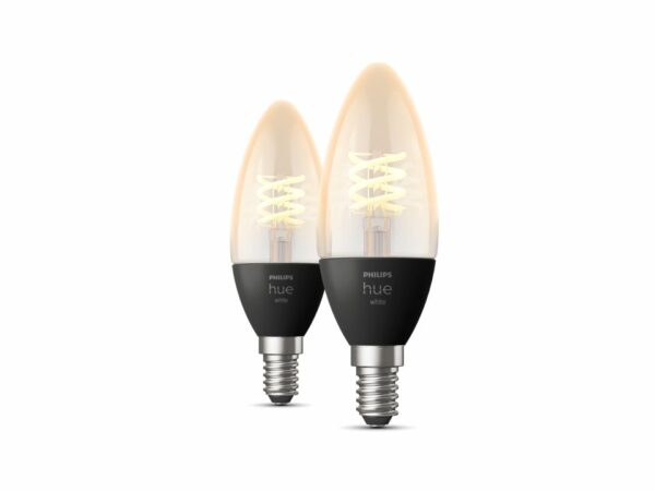 SET 2 becuri smart LED Philips, soclu GU10, putere 4.5W, forma lumanare, lumina alb calda, alimentare 220 – 240 V, „000008719514302211” (timbru verde 0.9 lei)
