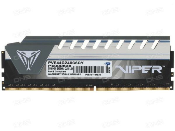 Memorie DDR Patriot DDR4 4 GB, frecventa 2400 MHz, 1 modul, radiator, „PVE44G240C6GY”